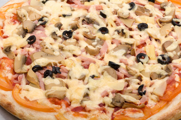 Pizza with cheese and ham