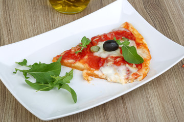 Pizza with salami and mozzarella