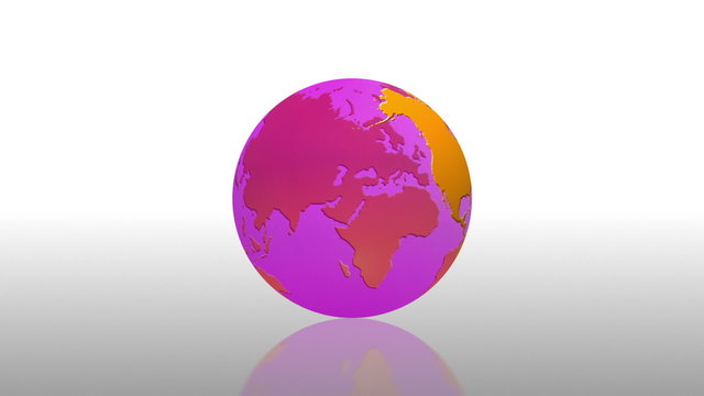 Globe animation background transition - 1080p. Pink and orange world globe reflection. Use for backgrounds and transitions.