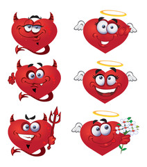 Set of batch a angels and devils Heart Valentine`s day smiles