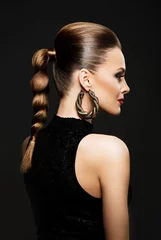 Fotobehang Profile of an attractive young woman with beautiful hairstyle  © Tijana