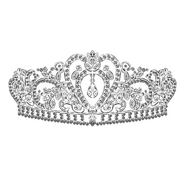 Crown vector. Tiara. Painted diadem. A princess. The royal crown. Queen.