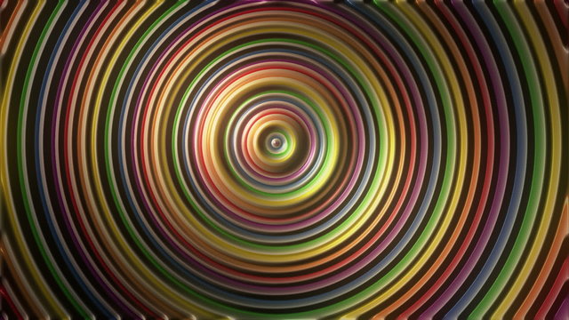 Psychedelic rainbow circles seamless loop - 1080p. Computer generated image to use for background, transition and texture.