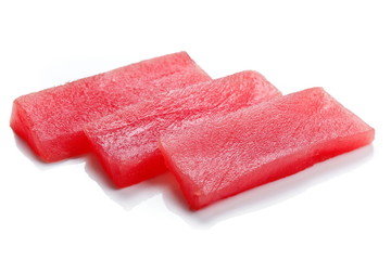 Tuna meat sashimi isolated on white background