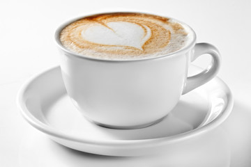 A cup of coffee isolated on white. A cup of cappuccino.