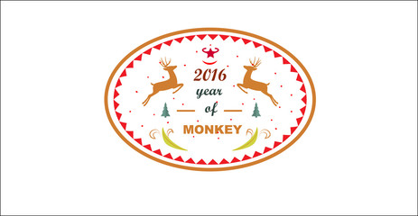 2016 a year of the monkey christmas postcard