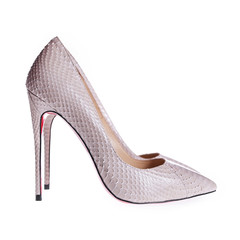 pair of pink women's heel shoes