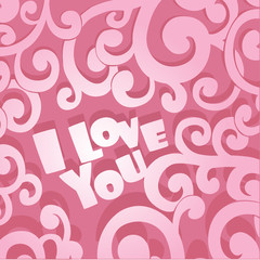 Pink Valentine card I Love You