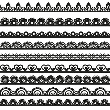 Large set of openwork lace borders black