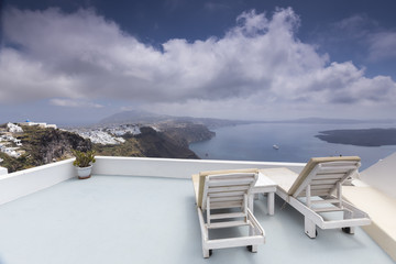 Santorini island landscape of famous Oia village, Greece