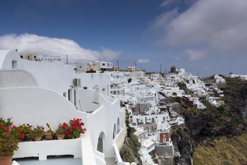  View of houses and picturesque in Santorini island, Aegean sea