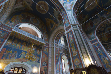 The interior with vaulted ceiling of Cathedral  St. Alexander Nevsky in Nizhny Novgorod, Russia....