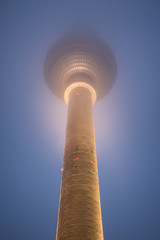Berlin TV Tower at a rainy foggy night © tichr