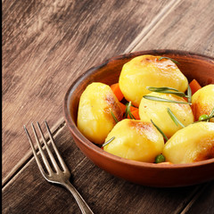Naklejka na ściany i meble Boiled and baked potato and vegetables