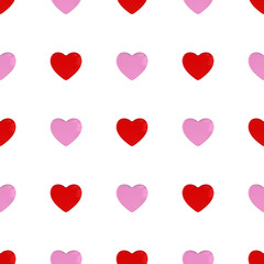 Pink and Red Hearts Seamless Tileable Pattern