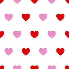 Fototapeta na wymiar Pink and Red Hearts Seamless Tileable Pattern