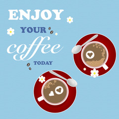 Love Design Coffee Texture Cup Flower Art Valentines Vector Illustration