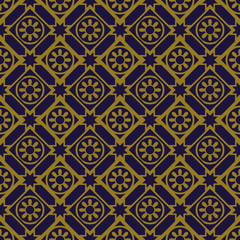 Elegant antique background image of round flower star check pattern.
