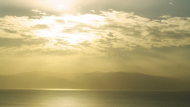 Royalty Free Stock Video Footage panorama of dawn at the Dead Sea shot in Israel at 4k with Red.