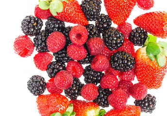 Strawberries, raspberries and blackberries