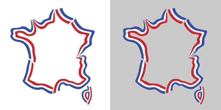 Vecteur Stock Carte de France, contours drapeau français | Adobe Stock