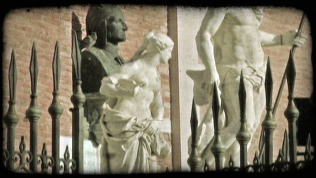 Italian Statue 1. Vintage stylized video clip.