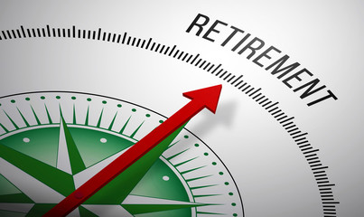 3D rendering of a compass with a Retirement icon.