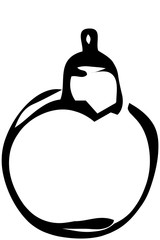 vector sketch Christmas tree toy ball