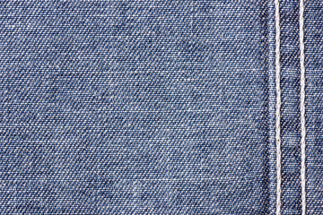 Blue jeans sew closeup texture.