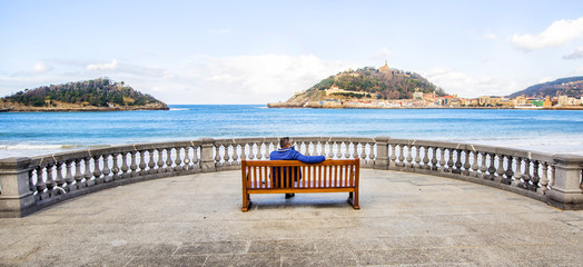 View to the San Sebastian or Donostia coast in winter.