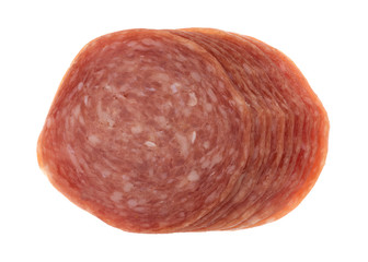 Top view of genoa salami slices