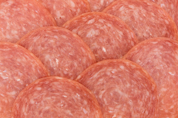 Close view of genoa salami slices