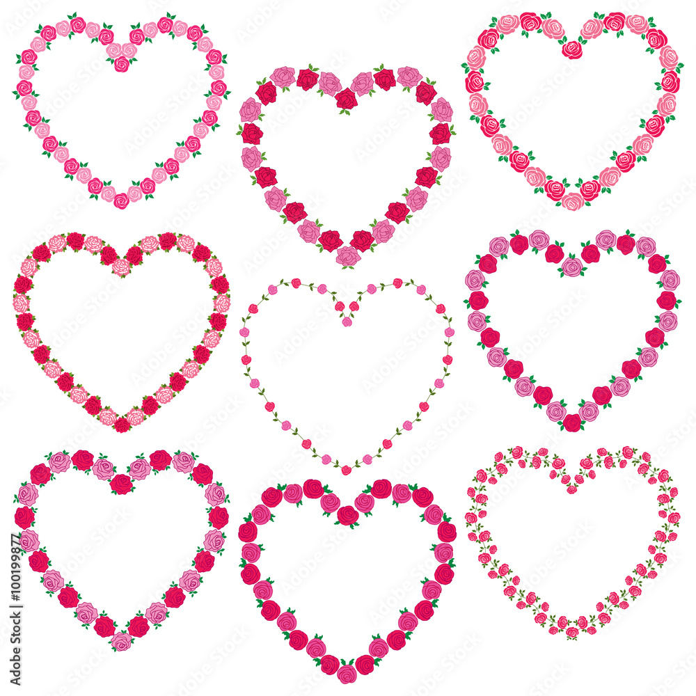 Wall mural rose heart frames