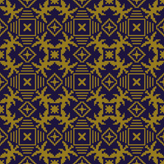 Elegant antique background image of mosaic square cross geometry pattern.
