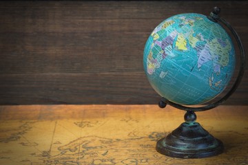 World Globe On The Old Map