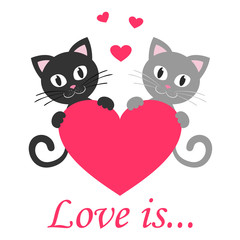 kitty gray and black with heart and text