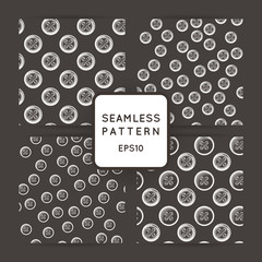 Set of vector seamless patterns with buttons.
