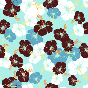 Fototapeta Hawajski wzór z kwiatami hibiskusa