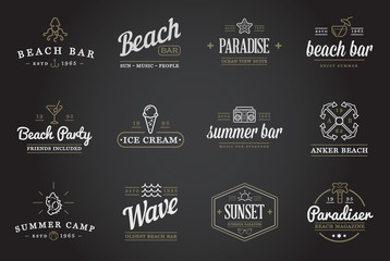 Set of Vector Beach Sea Bar Elements and Summer can be used as Logo or Icon in premium quality