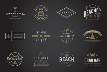 Fototapeta premium Set of Vector Beach Sea Bar Elements and Summer can be used as Logo or Icon in premium quality