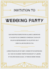 Gatsby Style Invitation in Art Deco or Nouveau Epoch 1920's Gangster Era Vector
