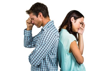 Naklejka premium Depressed couple standing back to back