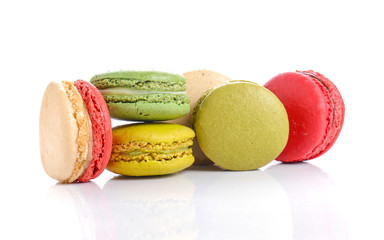 macaroons or macaron on white background.