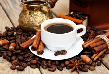 coffee cup and metal turk