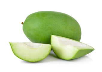 green mango on white background