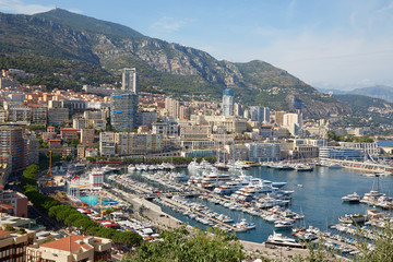 Fototapeta na wymiar Monte Carlo harbor in a summer sunny day, Monaco
