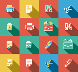 Business and Office Flat Icons Set