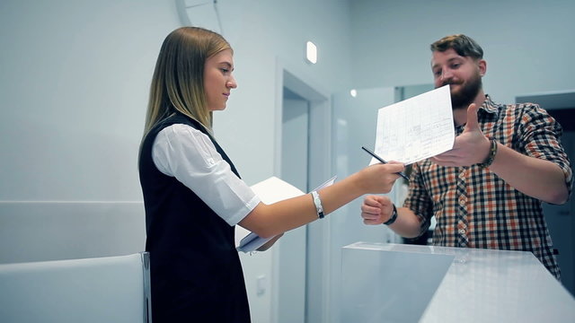 Administrator conveys questionnaire to client