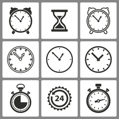 Set of Clock Icons.