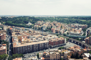 Panoramic aerial view over urban France